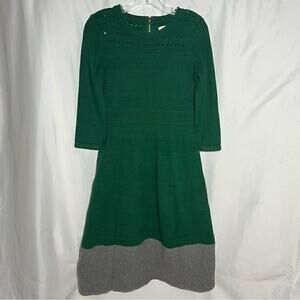 Vintage Eliza J Colorblock Knit Dress Green Grey Long Sleeve Womens M